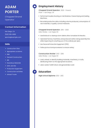 Chopped Strand Operator Resume