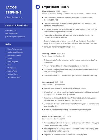 Choral Director Resume