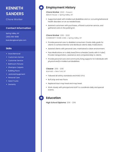 Chore Worker Resume