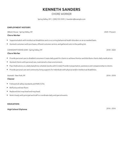 Chore Worker Resume
