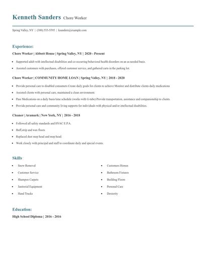 Chore Worker Resume