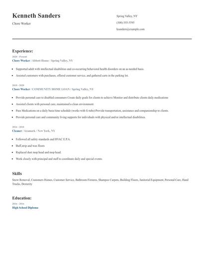 Chore Worker Resume