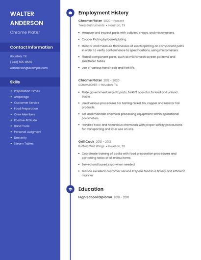 Chrome Plater Resume