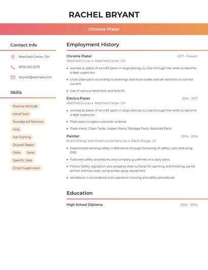 Chrome Plater Resume