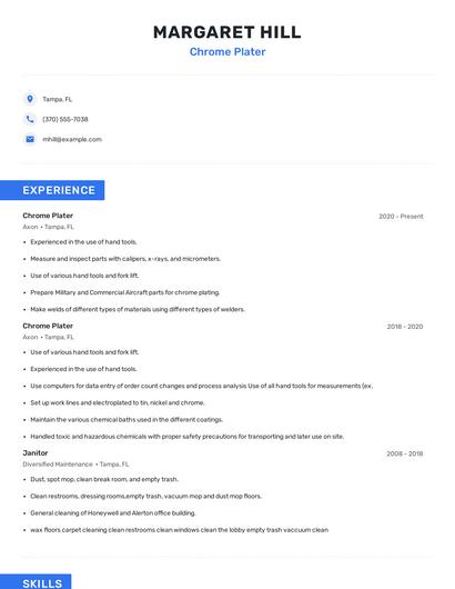 Chrome Plater Resume