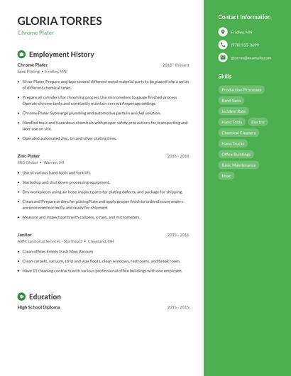 Chrome Plater Resume