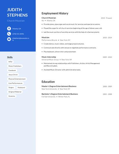 Church Musician Resume