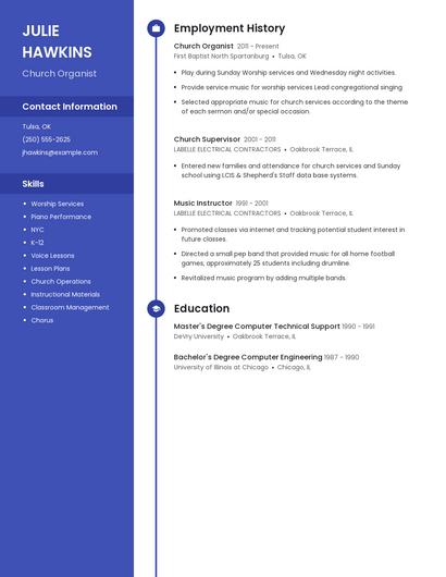 Church Organist Resume