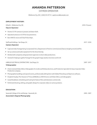 Chyron Operator Resume