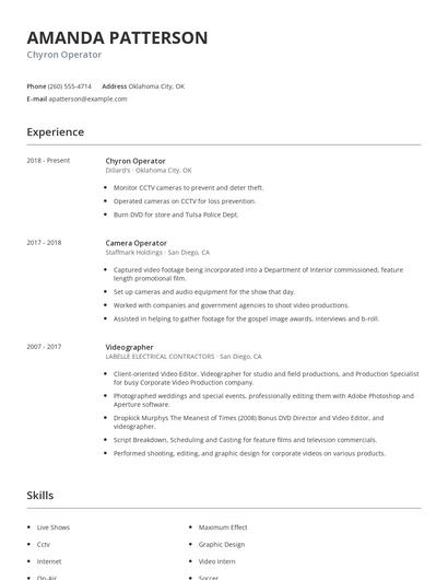 Chyron Operator Resume