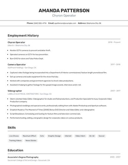 Chyron Operator Resume