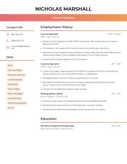 Chyron Operator Resume