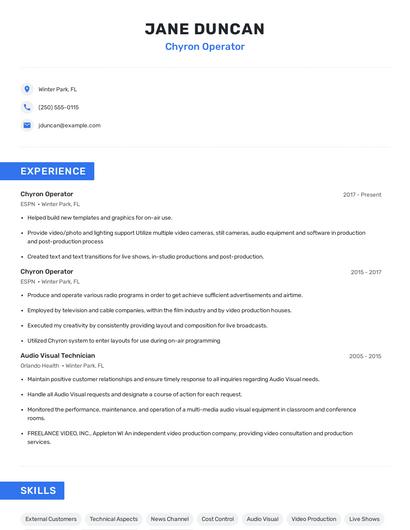 Chyron Operator Resume
