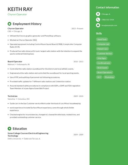 Chyron Operator Resume