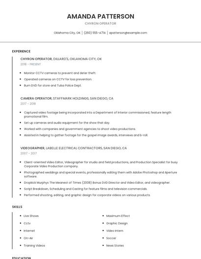 Chyron Operator Resume