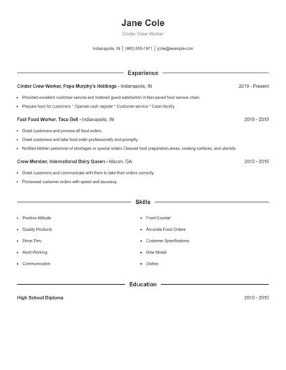 Resume example 1