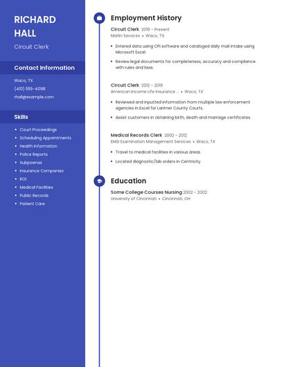Circuit Clerk Resume