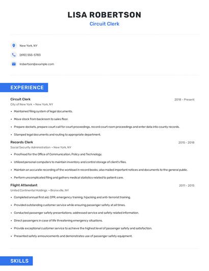 Circuit Clerk Resume