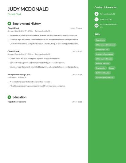 Circuit Clerk Resume