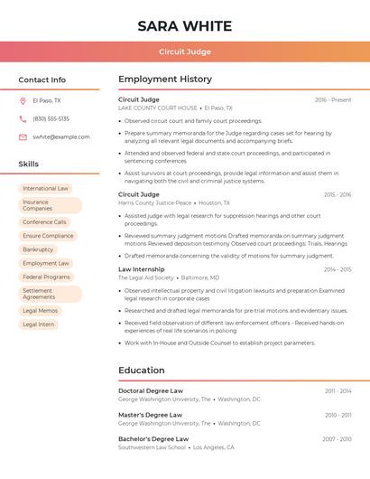 Circuit Judge Resume