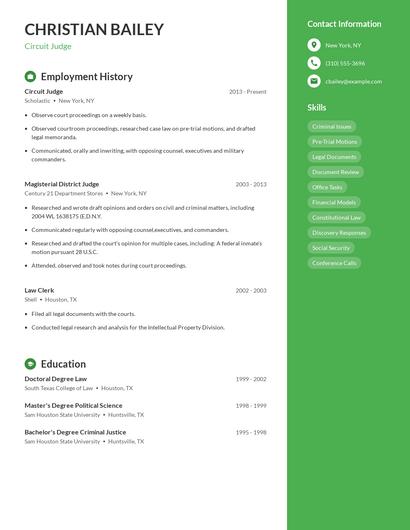 Circuit Judge Resume