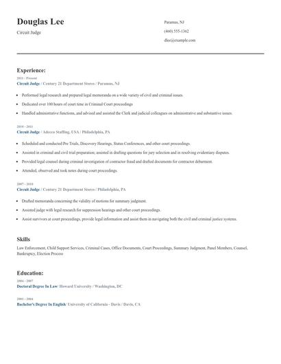 Circuit Judge Resume