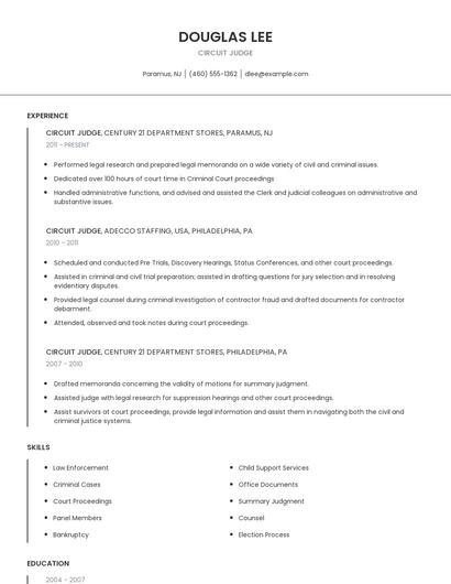 Circuit Judge Resume