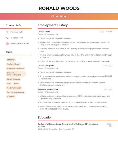 Circuit Rider Resume