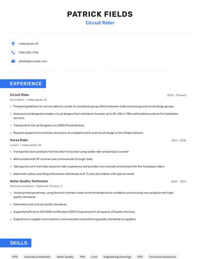 Circuit Rider Resume