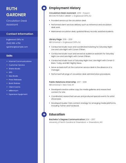 Circulation Desk Assistant Resume