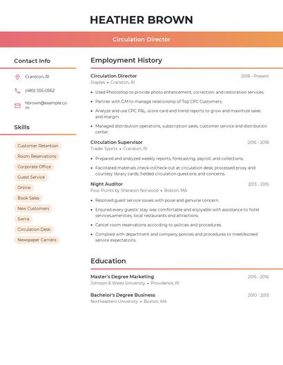 Circulation Director Resume