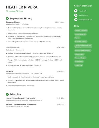 Circulation Director Resume