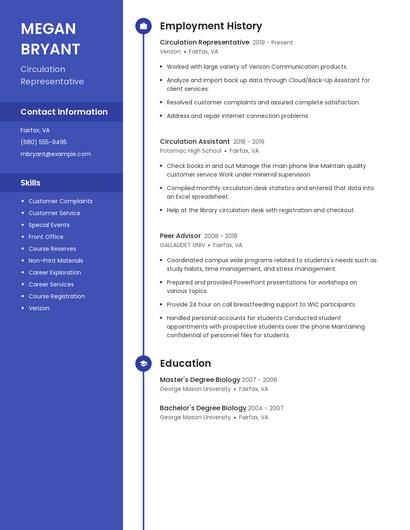 Circulation Representative Resume