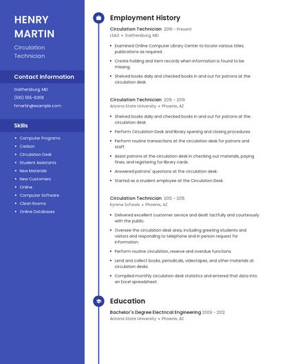 Circulation Technician Resume