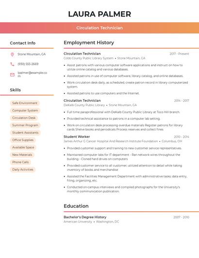 Circulation Technician Resume