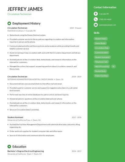 Circulation Technician Resume