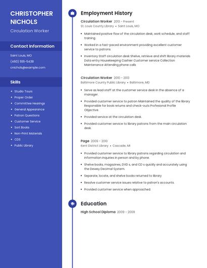 Circulation Worker Resume