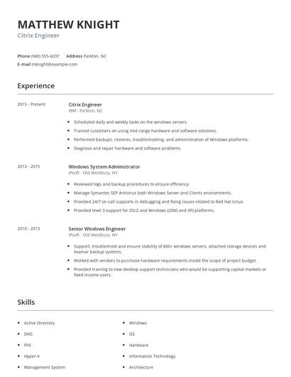 Citrix Engineer Resume