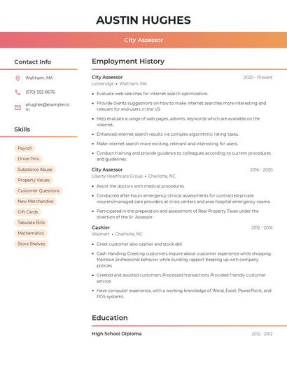 City Assessor Resume