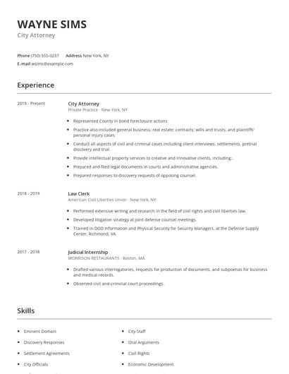 City Attorney Resume