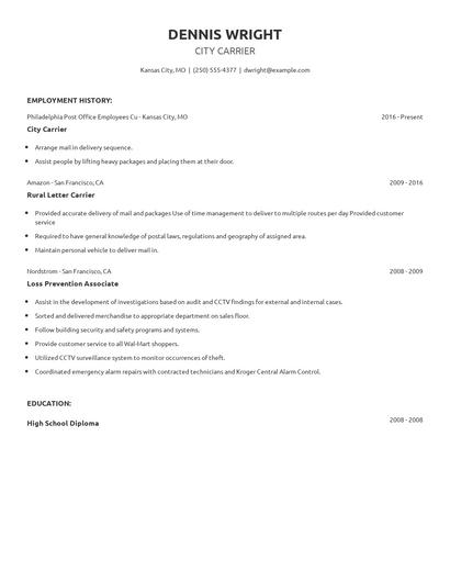 City Carrier Resume