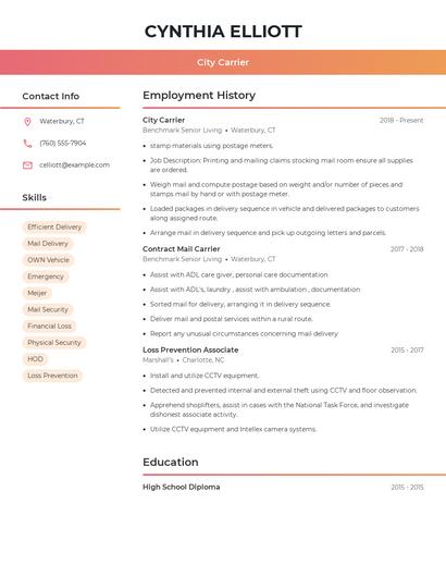 City Carrier Resume