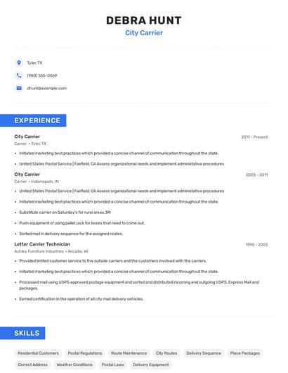 City Carrier Resume