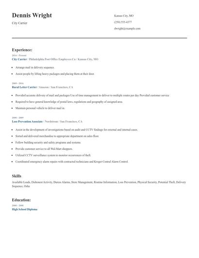 City Carrier Resume