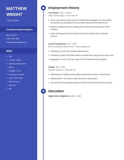 City Driver Resume