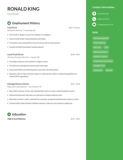 City Driver Resume