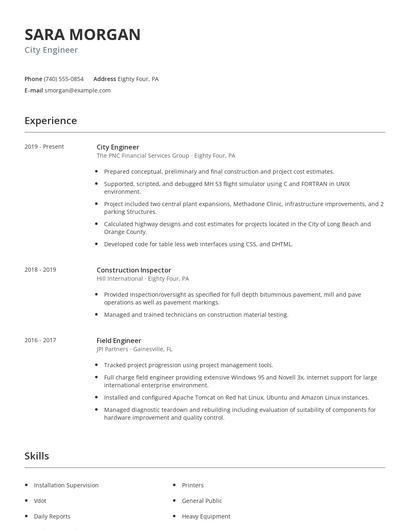 City Engineer Resume