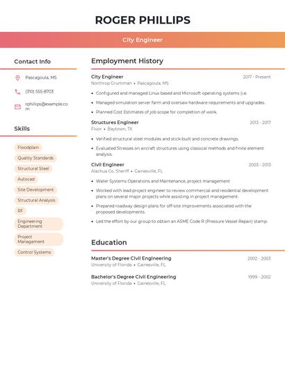 City Engineer Resume