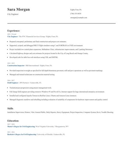 City Engineer Resume
