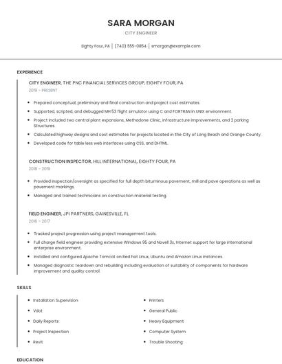 City Engineer Resume
